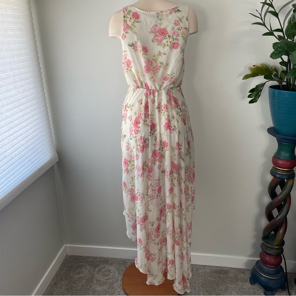 Qed London High Low Floral Sleeveless Chiffon Maxi Wrap Dress Size Small - Picture 2 of 8